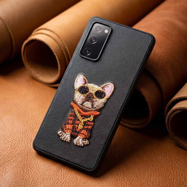 Black Leather Bulldog OC Ornamented for Samsung S20 Fe - The Hatke