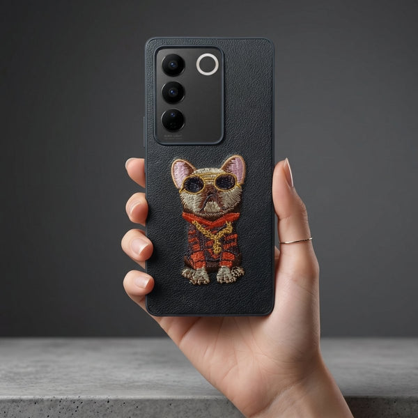 Black Leather Bulldog OC Ornamented for Vivo V27 - The Hatke