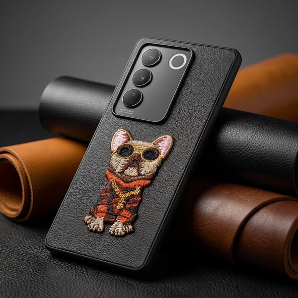 Black Leather Bulldog OC Ornamented for Vivo V27 - The Hatke