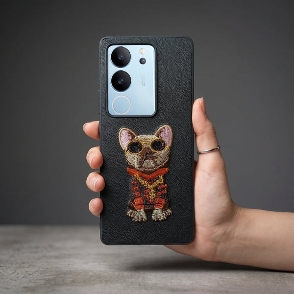Black Leather Bulldog OC Ornamented for Vivo V29 - The Hatke