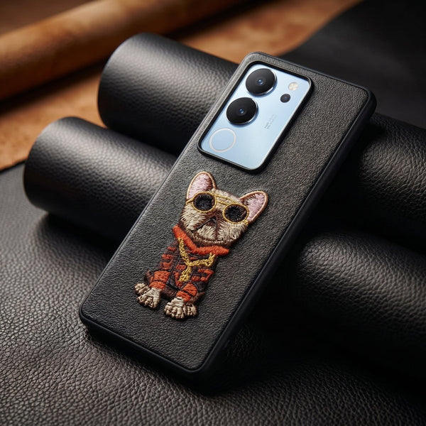 Black Leather Bulldog OC Ornamented for Vivo V29 - The Hatke