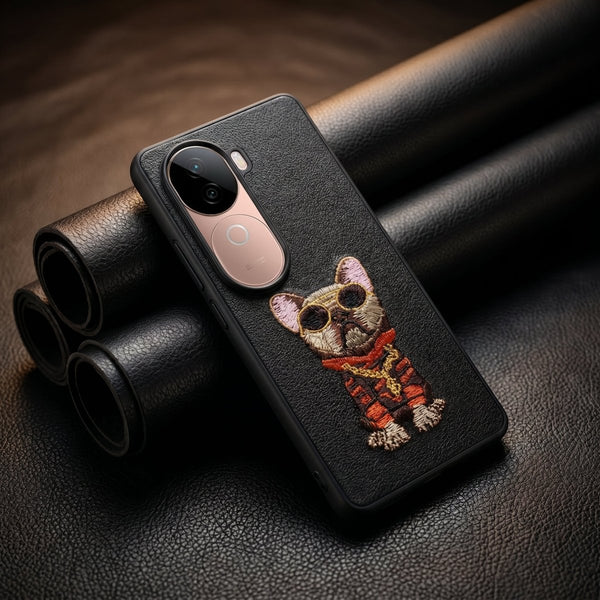 Black Leather Bulldog OC Ornamented for Vivo V40e - The Hatke