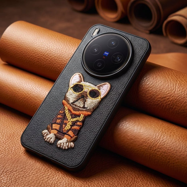 Black Leather Bulldog OC Ornamented for Vivo X300 Pro - The Hatke