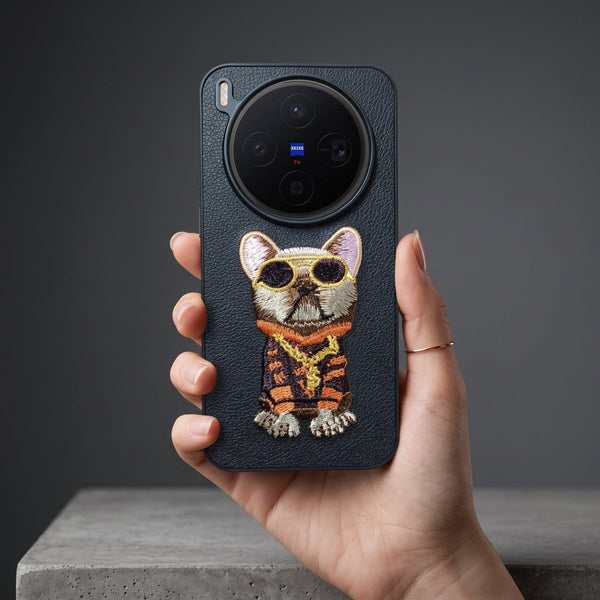Black Leather Bulldog OC Ornamented for Vivo X300 Pro - The Hatke