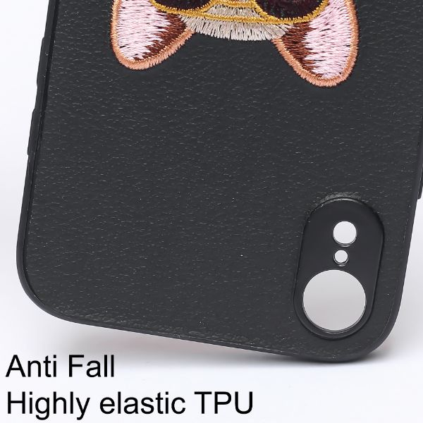 Black Leather Bulldog Ornamented for Apple Iphone XR - The Hatke