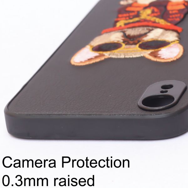 Black Leather Bulldog Ornamented for Apple Iphone XR - The Hatke