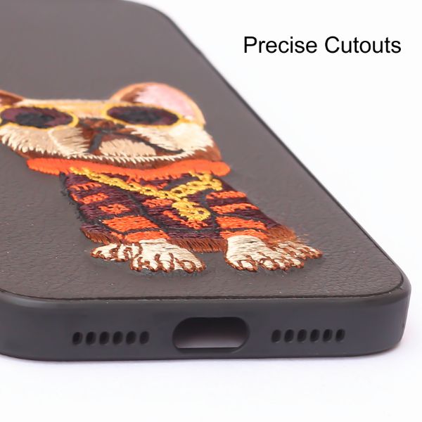 Black Leather Bulldog Ornamented for Apple Iphone XR - The Hatke