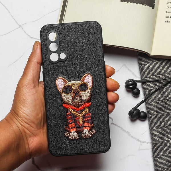 Black Leather Bulldog Ornamented for Oneplus Nord CE - The Hatke