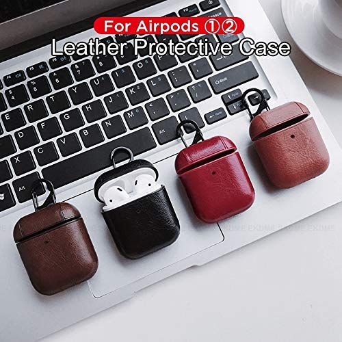 Black Leather Case For Apple Airpods 1/2 - The Hatke