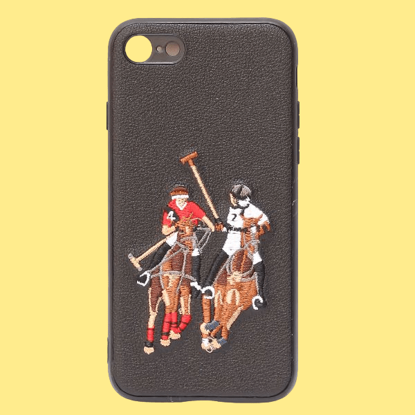 Black Leather Dual Horse rider Ornamented for Apple iPhone 7 - The Hatke