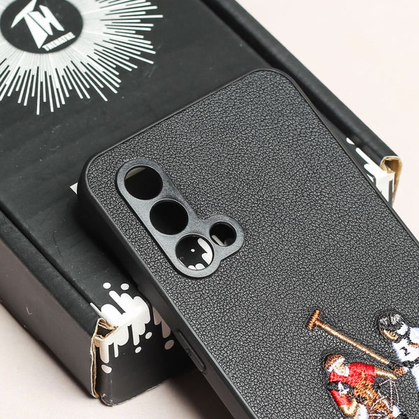 Black Leather Dual Horse rider Ornamented for Oneplus Nord CE - The Hatke