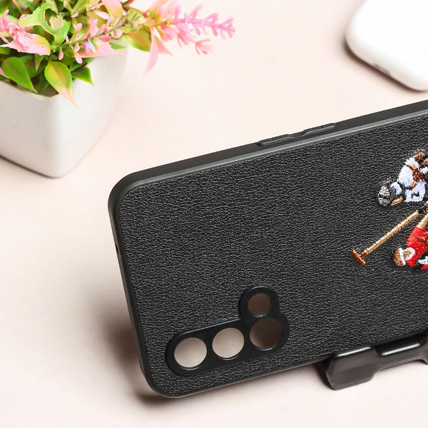 Black Leather Dual Horse rider Ornamented for Oneplus Nord CE - The Hatke