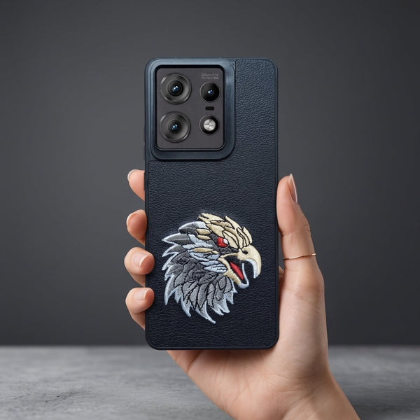 Black Leather Eagle OC Ornamented for Motorola Edge 50 Pro - The Hatke