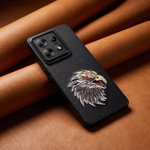 Black Leather Eagle OC Ornamented for Motorola Edge 50 Pro - The Hatke