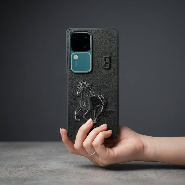 Black Leather Horse No. 3 OC Ornamented for Vivo V30 - The Hatke