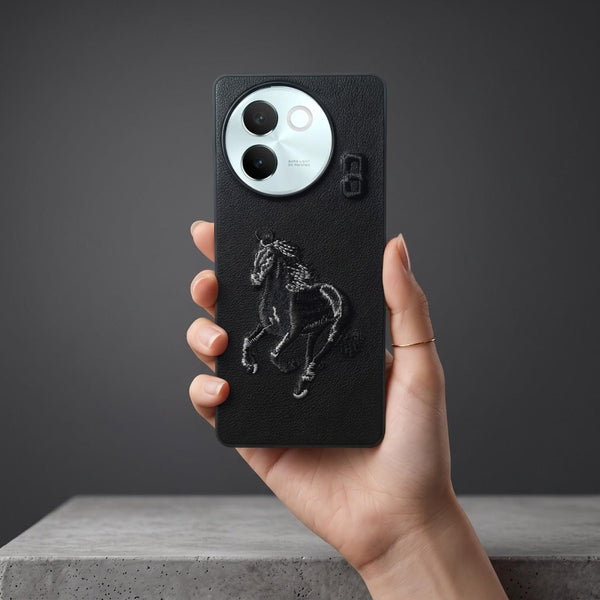 Black Leather Horse No. 3 OC Ornamented for Vivo V30E - The Hatke
