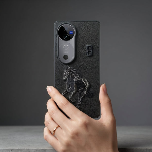 Black Leather Horse No. 3 OC Ornamented for Vivo V40 - The Hatke