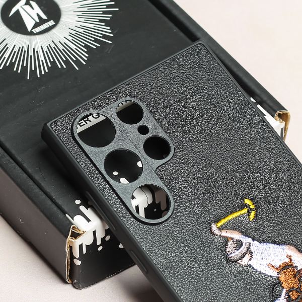 Black Leather Horse rider Camera Ornamented for Samsung S23 Ultra - The Hatke