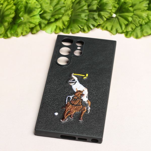 Black Leather Horse rider Camera Ornamented for Samsung S23 Ultra - The Hatke