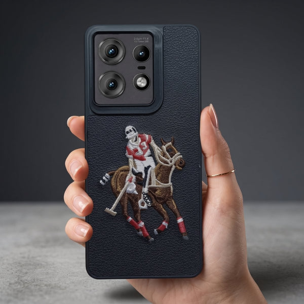 Black Leather Horse Rider OC Ornamented for Motorola Edge 50 Pro - The Hatke