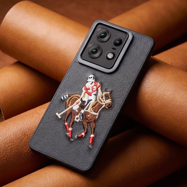 Black Leather Horse Rider OC Ornamented for Motorola Edge 50 Pro - The Hatke