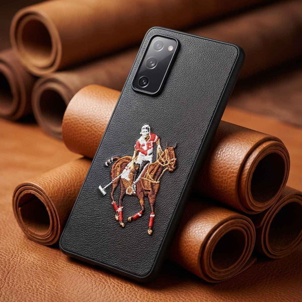 Black Leather Horse Rider OC Ornamented for Samsung S20 Fe - The Hatke