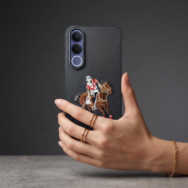 Black Leather Horse Rider OC Ornamented for Vivo V70 Fe - The Hatke