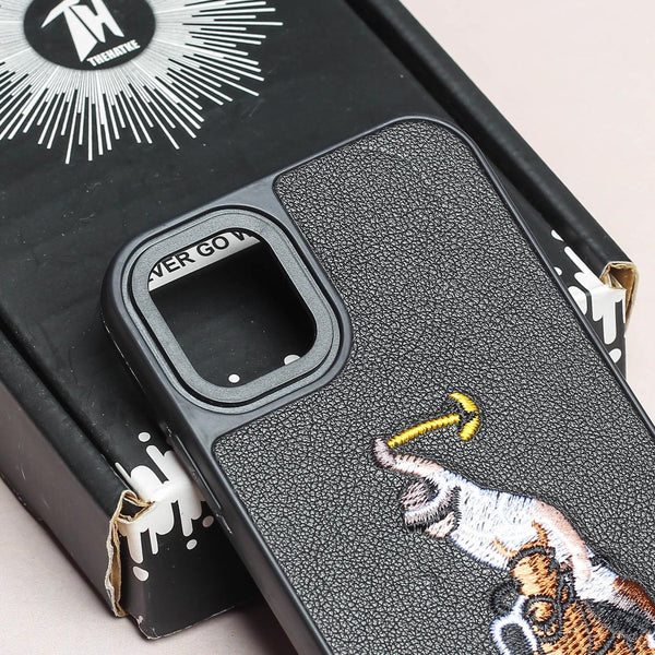 Black Leather Horse rider Ornamented for Apple iPhone 11 - The Hatke