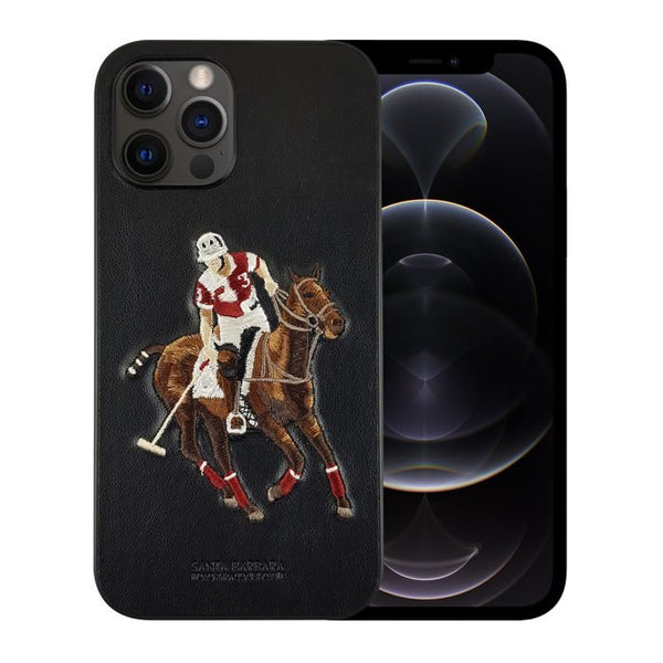 Black Leather Horse rider Ornamented for Apple iPhone 11 Pro - The Hatke
