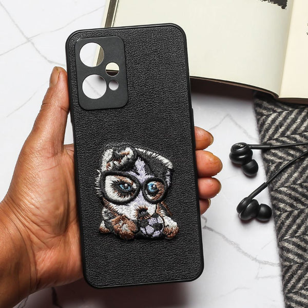 Black Leather Puppy Ornamented for Oneplus Nord CE 2 Lite - The Hatke