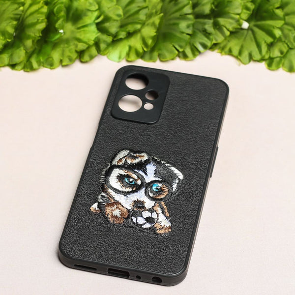 Black Leather Puppy Ornamented for Oneplus Nord CE 2 Lite - The Hatke
