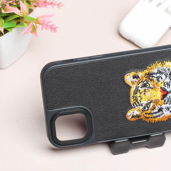 Black Leather Yellow Lion Ornamented for Apple iPhone 11 - The Hatke