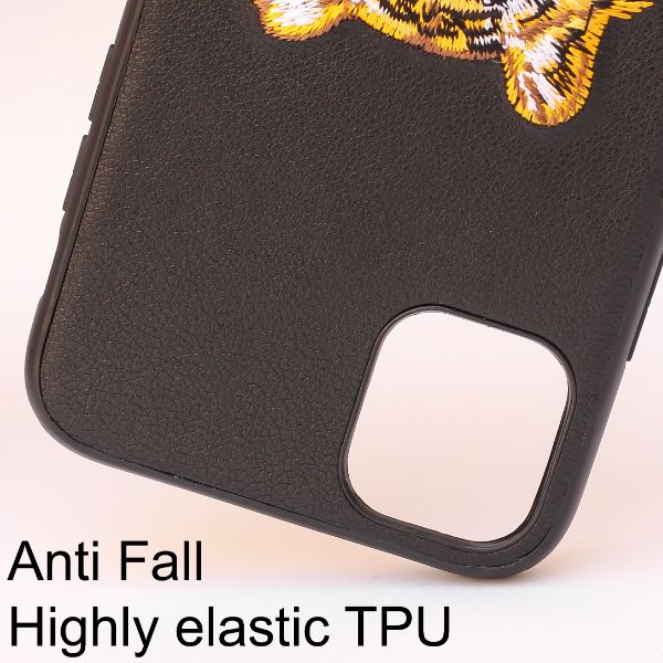 Black Leather Yellow Lion Ornamented for Apple iPhone 11 Pro - The Hatke