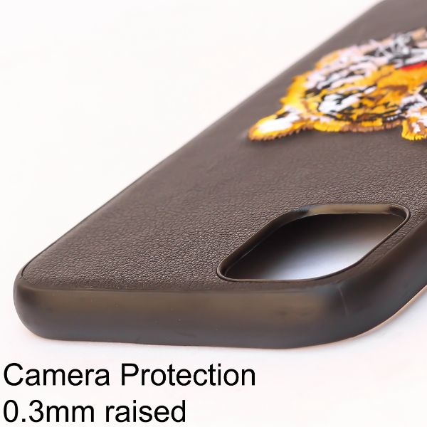 Black Leather Yellow Lion Ornamented for Apple iPhone 11 Pro - The Hatke