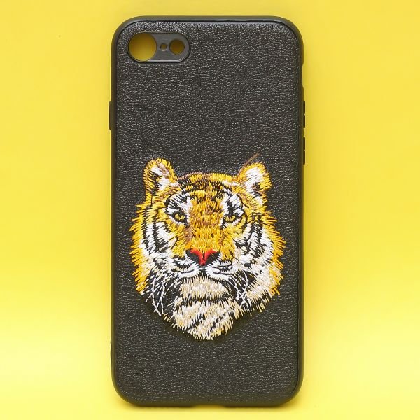 Black Leather Yellow Lion Ornamented for Apple iPhone 7 - The Hatke