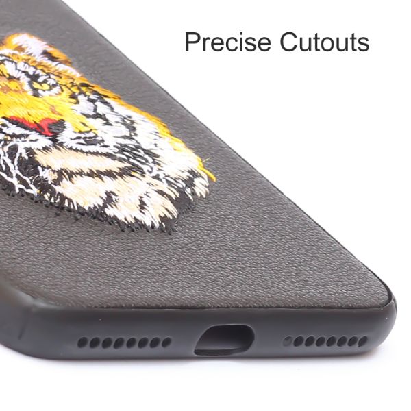 Black Leather Yellow Lion Ornamented for Apple iPhone 7 Plus - The Hatke