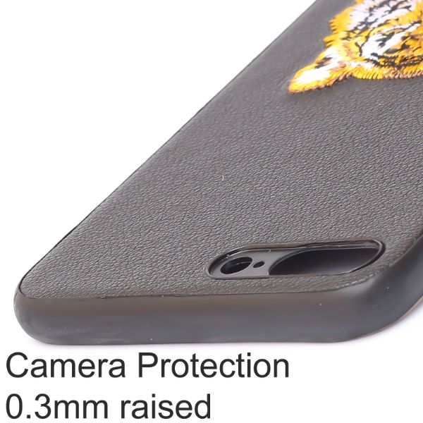 Black Leather Yellow Lion Ornamented for Apple iPhone 7 Plus - The Hatke