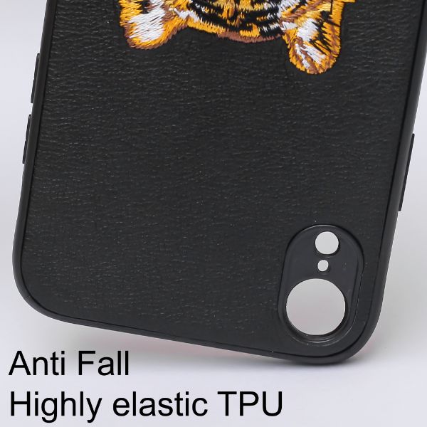 Black Leather Yellow Lion Ornamented for Apple iPhone XR - The Hatke