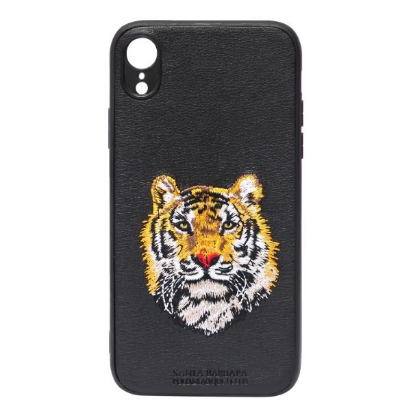 Black Leather Yellow Lion Ornamented for Apple iPhone XR - The Hatke