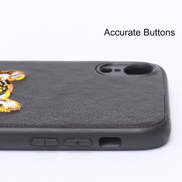 Black Leather Yellow Lion Ornamented for Apple iPhone XR - The Hatke