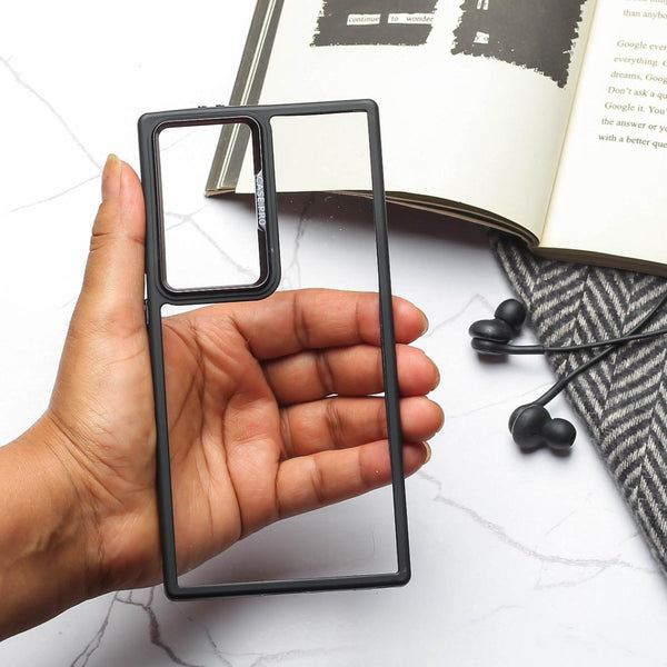 Black Lifted Transperant Case for Samsung S22 Ultra - The Hatke