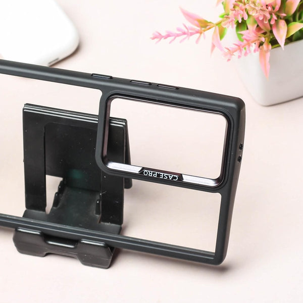 Black Lifted Transperant Case for Samsung S23 Ultra - The Hatke