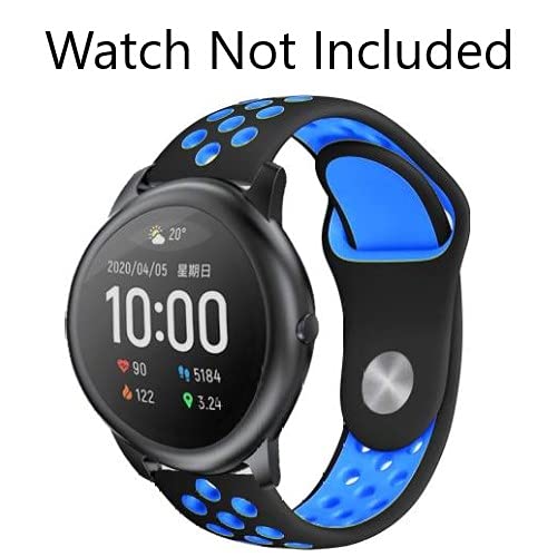 Black Light Blue Dotted Silicone Strap For Smart Watch (22mm) - The Hatke