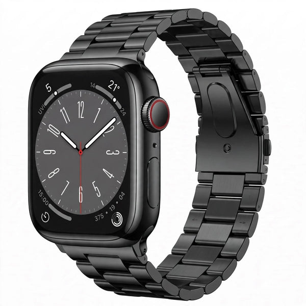 Black Light Weight Stainless Steel Chain Strap For Apple Iwatch (38mm/40mm/41mm) - The Hatke