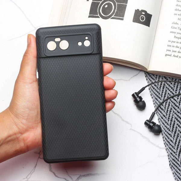 Black Line Wave Silicone Case for Google Pixel 6 - The Hatke