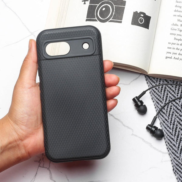 Black Line Wave Silicone Case for Google Pixel 8 - The Hatke