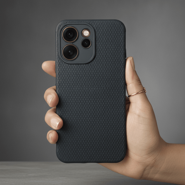 Black Line Wave Silicone Case for Oppo Reno 15 Pro Mini - The Hatke