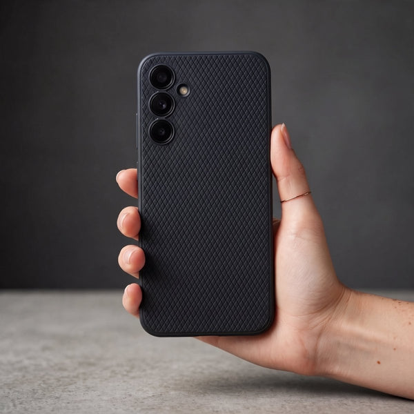 Black Line Wave Silicone Case for Samaung A56 - The Hatke