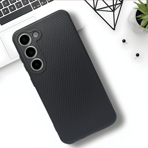 Black Line Wave Silicone Case for Samsung S23 - The Hatke