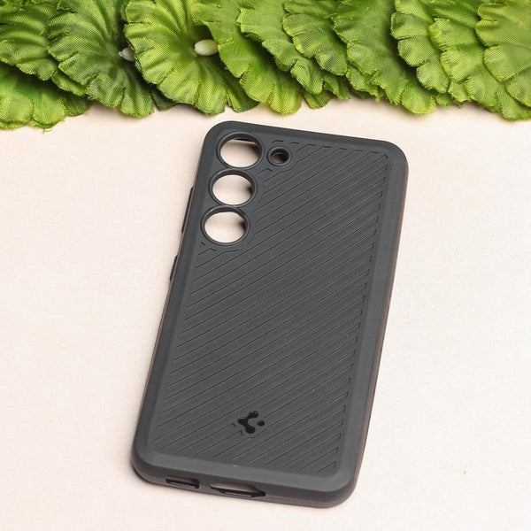 Black Line Wave Silicone Case for Samsung S23 - The Hatke